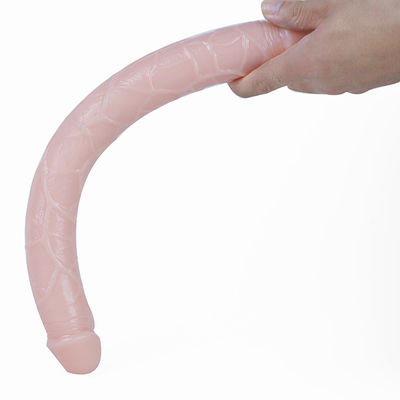 Tahan Air Realistis Double Headed Dong 38cm Fleksibel Untuk Wanita