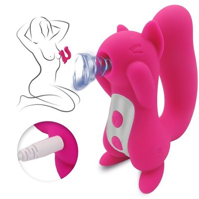 10 Frekuensi Nipple Clit Vibrator Sex Toy Squirrel Sucker ROHS Disetujui