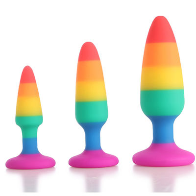 Rainbow Dildo Penis Sex Toy Butt Plug G Spot Stimulasi ROHS Disetujui