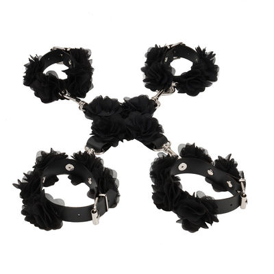 Black Nylon Luxury Bdsm Set Bondage Restraint Sex Toys ROHS Disetujui