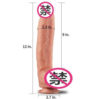 12inch Dual Layered Silicone Realistic Cock tali tahan air di dilldo
