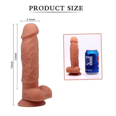 Suction Cup Lesbian Dildo Sex Toy 7.4 Inch Silikon Sehat OEM ODM