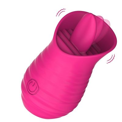 USB Pengisian Rose Red Vibrator Sex Toy Telur Listrik Jilat Pijat 7000RPM
