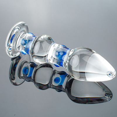 IP68 Remote Control Kaca Butt Plug Sex Toys Transparan kristal penis