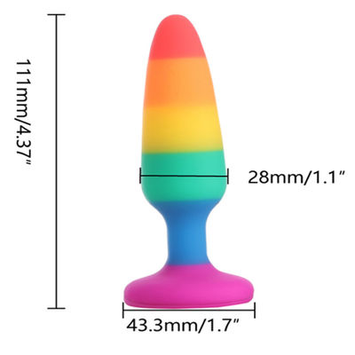 Rainbow Dildo Penis Sex Toy Butt Plug G Spot Stimulasi ROHS Disetujui