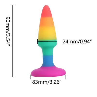 Rainbow Dildo Penis Sex Toy Butt Plug G Spot Stimulasi ROHS Disetujui