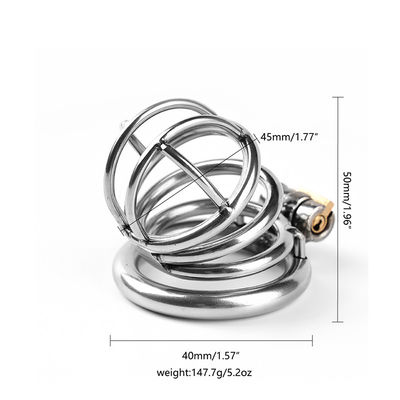 Stainless Steel Mens Sex Toys Cock Chastity Cage Perangkat Kesucian Pria 50mm