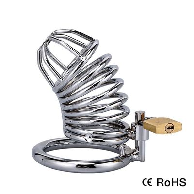 Dikunci Kecil Logam Chastity Cage Vibrator Cock Ring 45mm untuk Gay