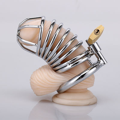 Dikunci Kecil Logam Chastity Cage Vibrator Cock Ring 45mm untuk Gay