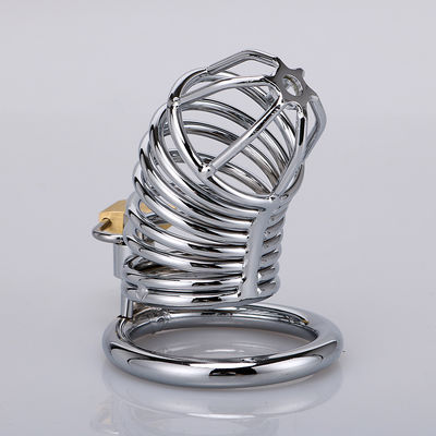Dikunci Kecil Logam Chastity Cage Vibrator Cock Ring 45mm untuk Gay