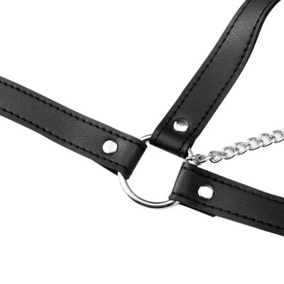 CE Hitam PU Kulit Sex Fetish Bondage Erotis Halter Tank 62cm