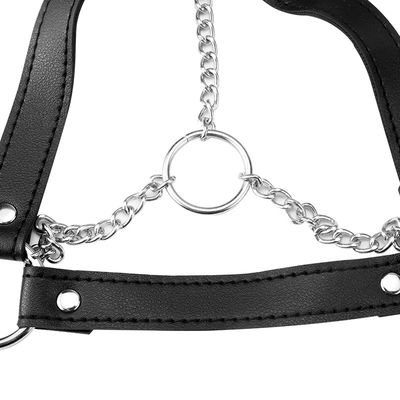 CE Hitam PU Kulit Sex Fetish Bondage Erotis Halter Tank 62cm