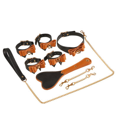 9Pcs Kulit SM Sex Fetish Bondage Borgol Klem Puting Kerah Tali Cambuk Gag