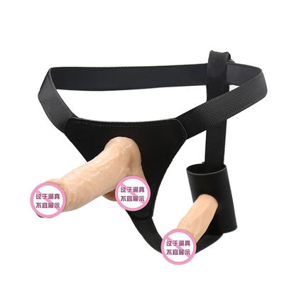 Flesh Double Dildo LGBT Sex Toys Strap On Penis 10cm Untuk Pasangan