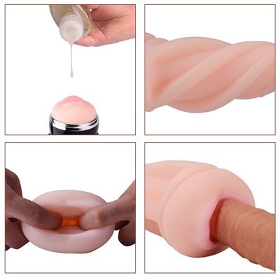 3D Bertekstur Listrik Pria Masturbator Cup Peluru Vibrator Lidah Mengisap Oral 22cm